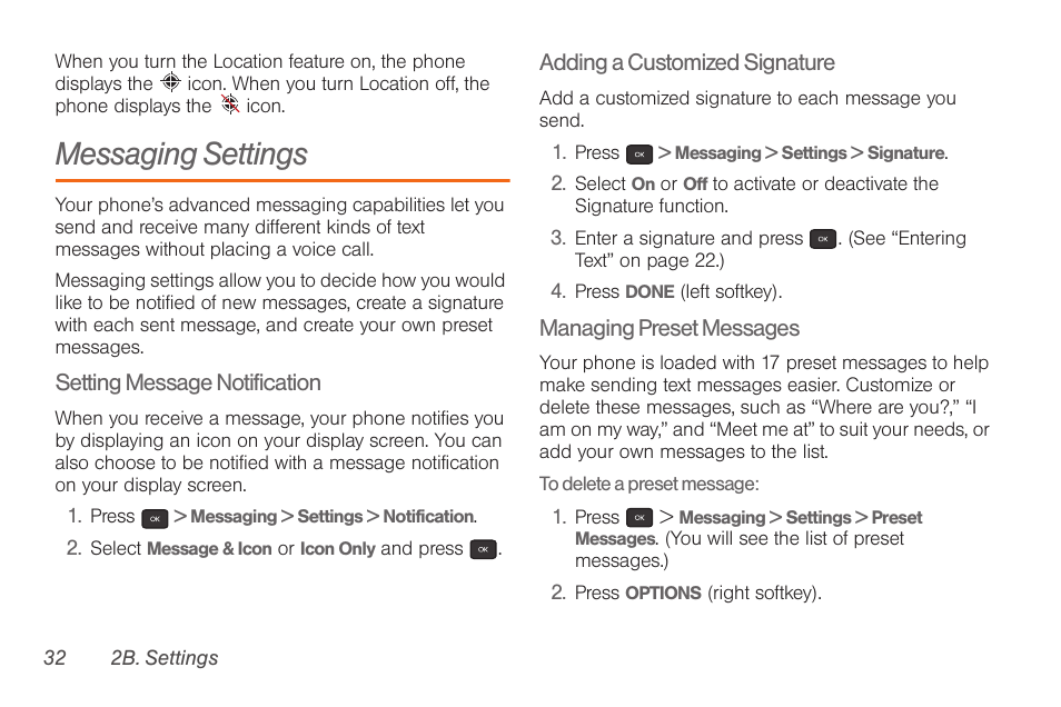 Messaging settings | Samsung SPH-M260ZKABST User Manual | Page 39 / 113