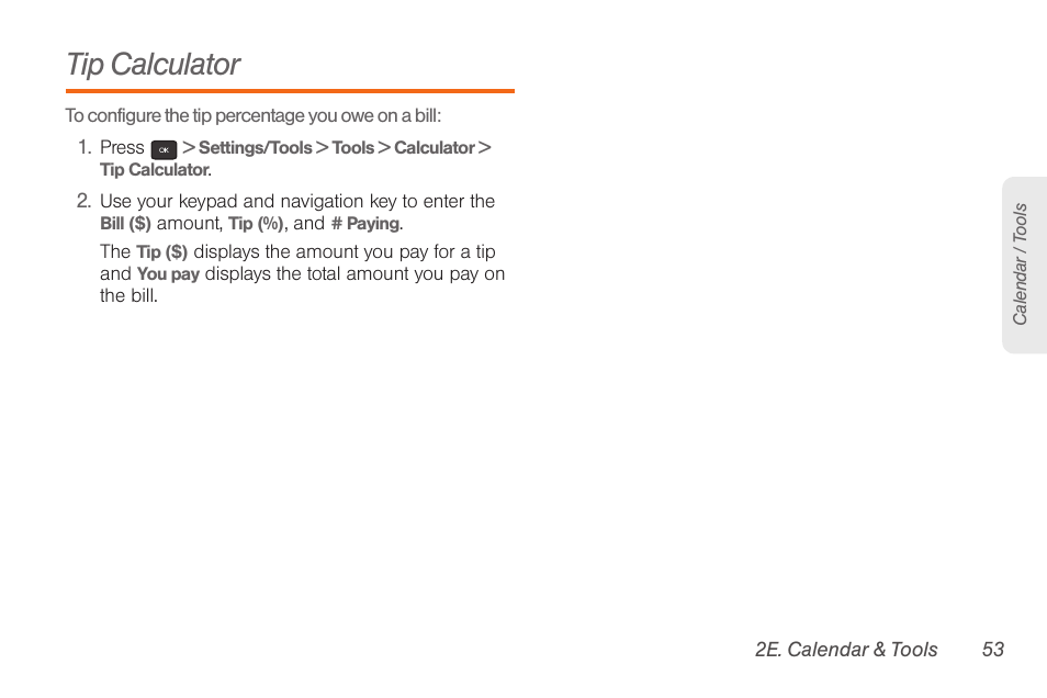 Tip calculator | Samsung SPH-M260ZKABST User Manual | Page 60 / 113