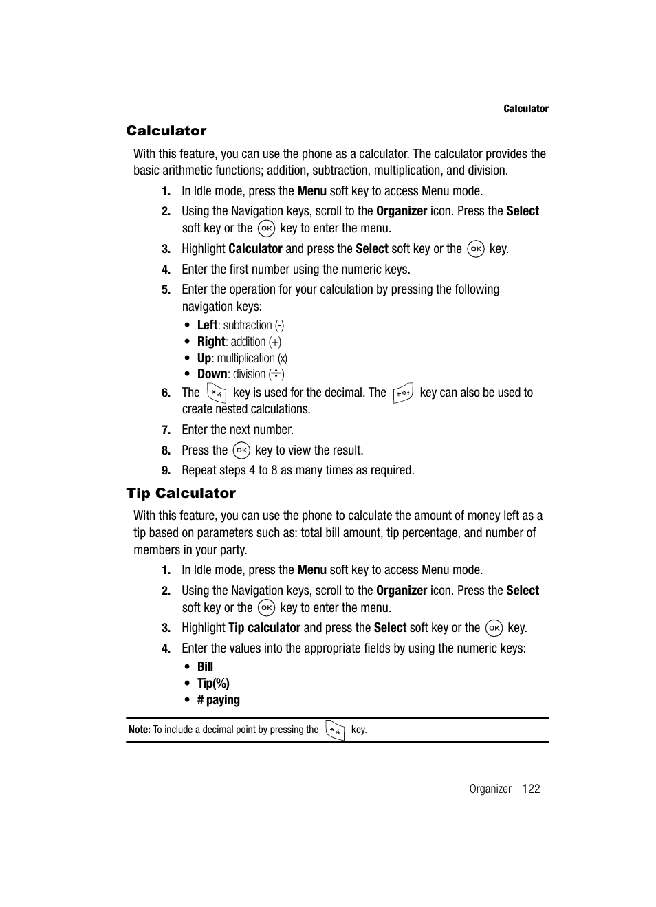 Calculator tip calculator, Calculator, Tip calculator | Samsung SGH-T539ABBTMB User Manual | Page 125 / 177