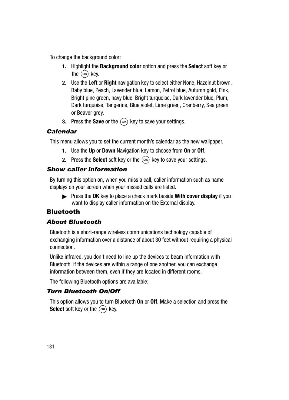 Bluetooth | Samsung SGH-T539ABBTMB User Manual | Page 134 / 177