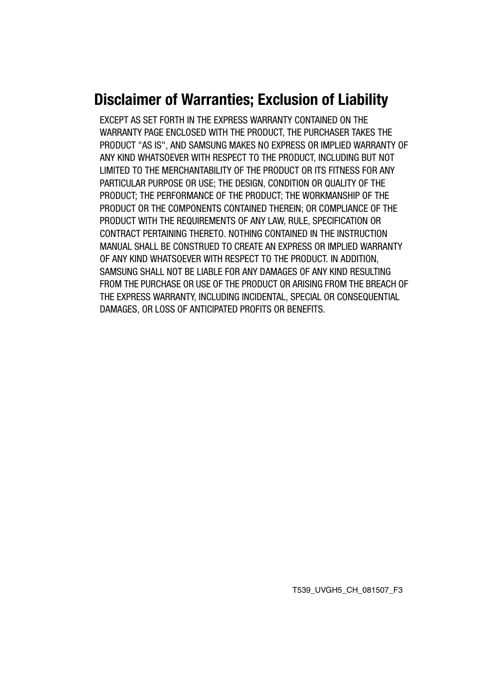 Disclaimer of warranties; exclusion of liability | Samsung SGH-T539ABBTMB User Manual | Page 3 / 177