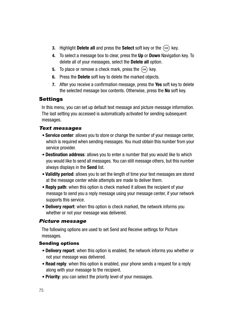 Settings | Samsung SGH-T539ABBTMB User Manual | Page 78 / 177