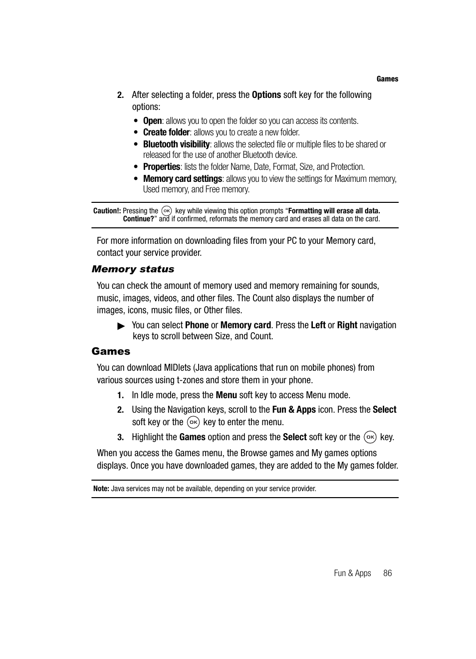 Games | Samsung SGH-T539ABBTMB User Manual | Page 89 / 177
