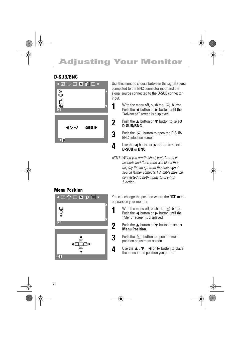 Adjusting your monitor | Samsung AN19MS9U-EDC User Manual | Page 22 / 32