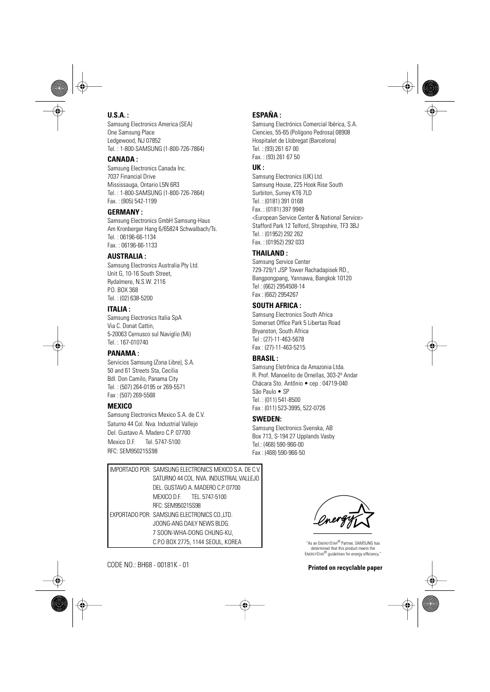 Samsung AN19MS9U-EDC User Manual | Page 32 / 32