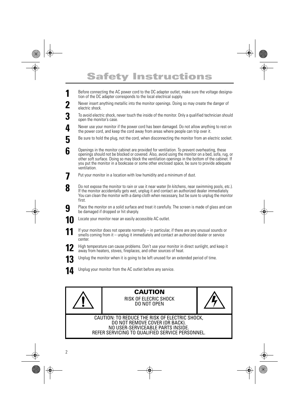 Safety instructions | Samsung AN19MS9U-EDC User Manual | Page 4 / 32