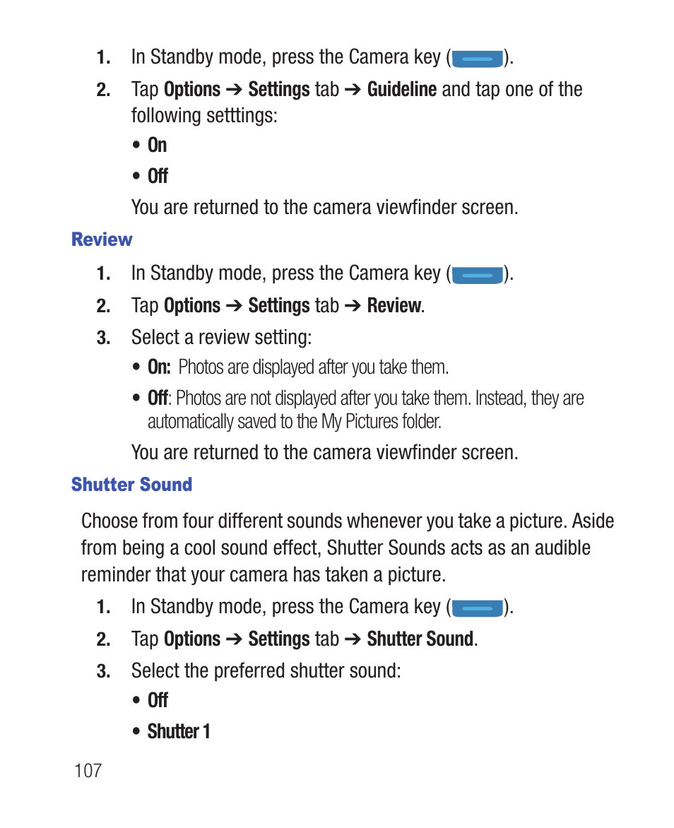 Review, Shutter sound | Samsung SWC-R640LBAXAR User Manual | Page 112 / 250