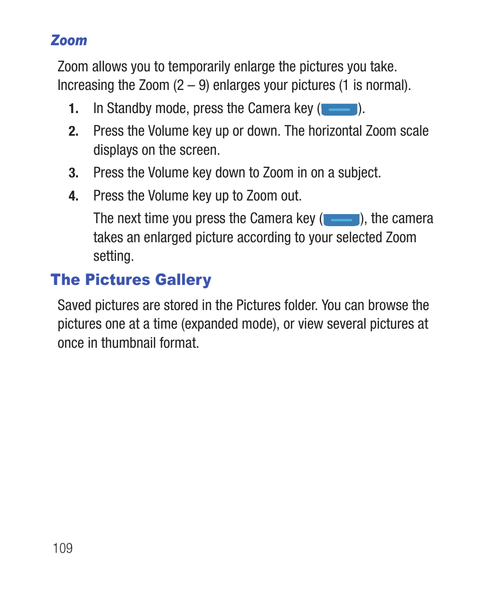 Zoom, The pictures gallery | Samsung SWC-R640LBAXAR User Manual | Page 114 / 250