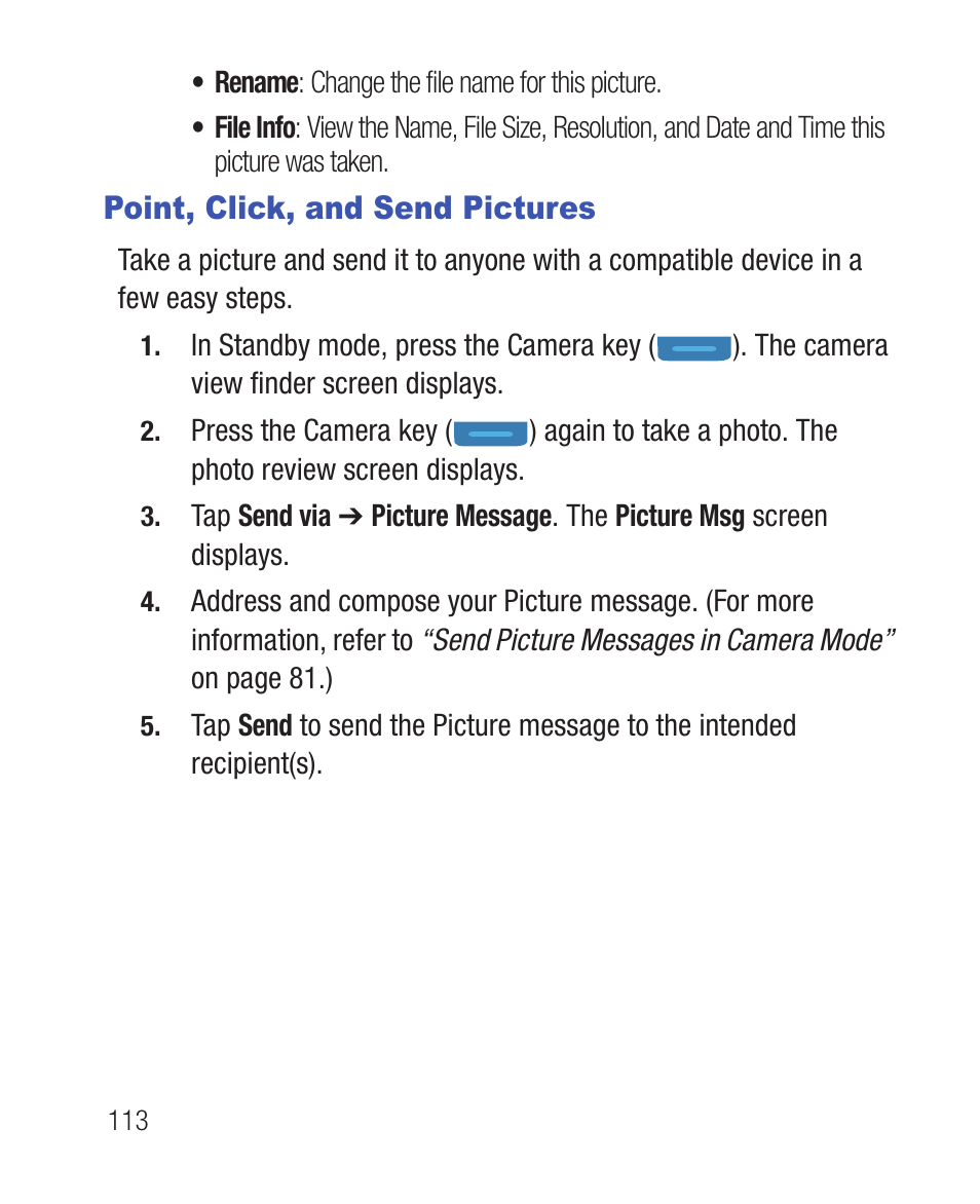 Point, click, and send pictures | Samsung SWC-R640LBAXAR User Manual | Page 118 / 250