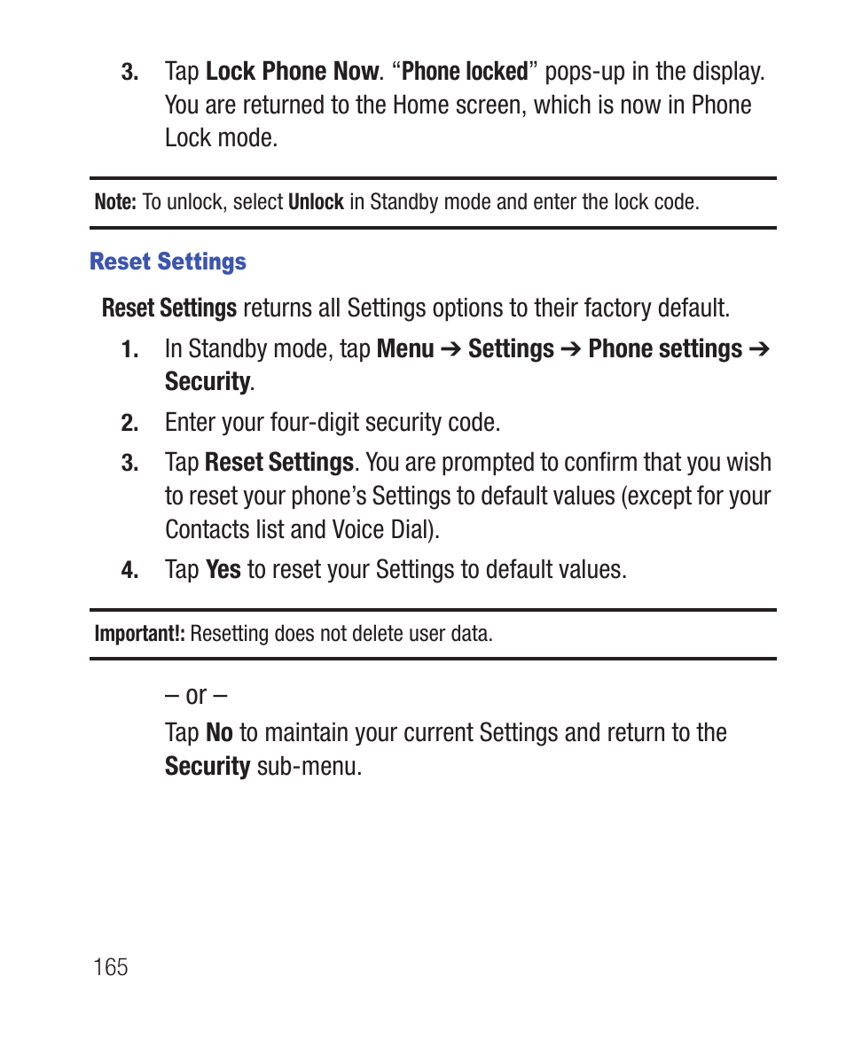 Reset settings | Samsung SWC-R640LBAXAR User Manual | Page 170 / 250