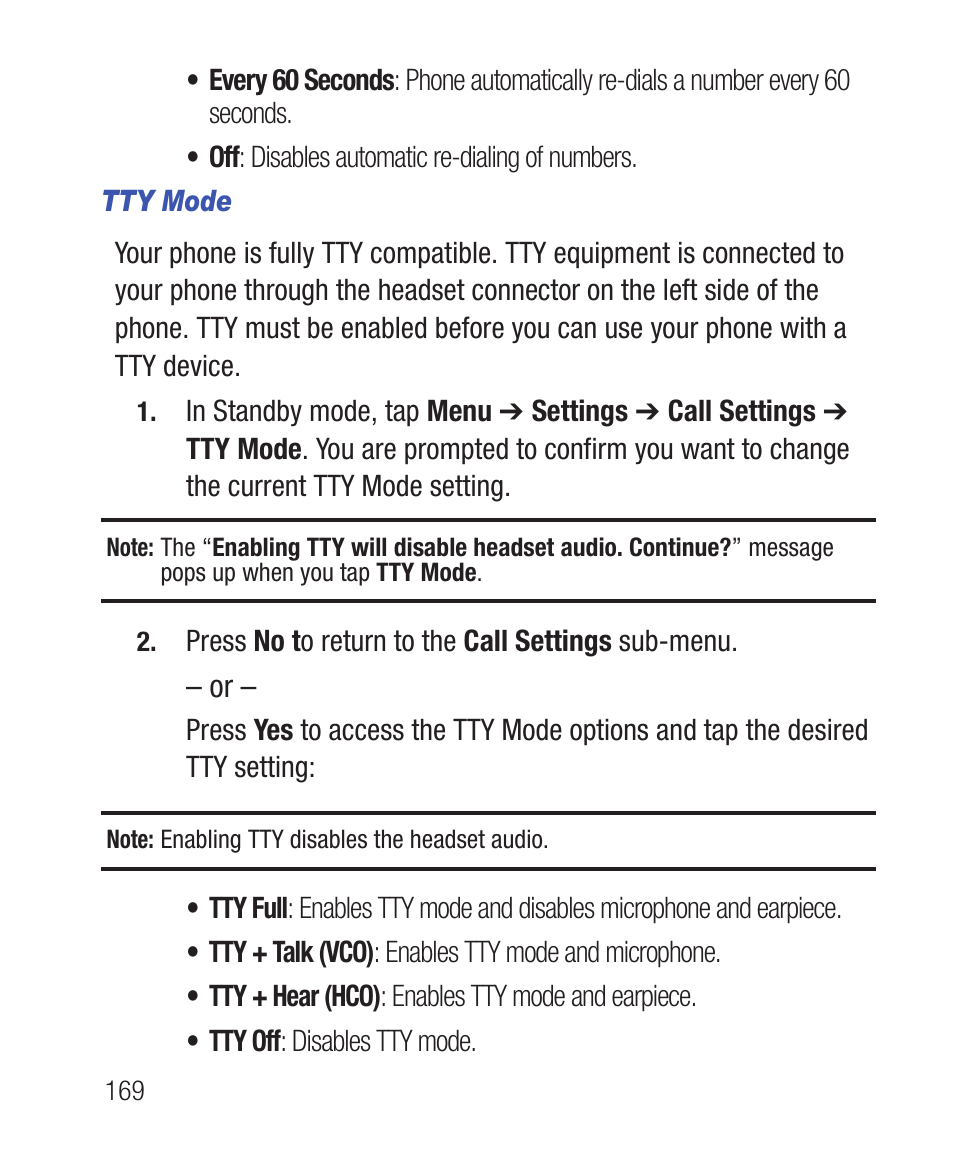 Tty mode | Samsung SWC-R640LBAXAR User Manual | Page 174 / 250