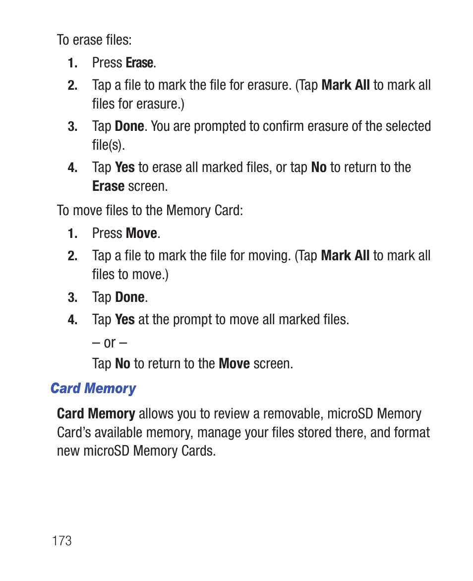 Card memory | Samsung SWC-R640LBAXAR User Manual | Page 178 / 250