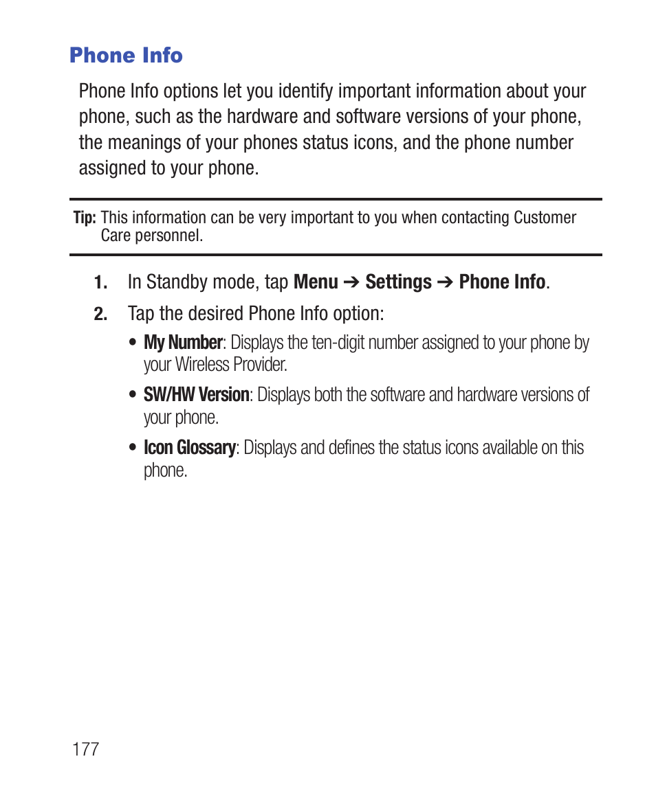 Phone info | Samsung SWC-R640LBAXAR User Manual | Page 182 / 250