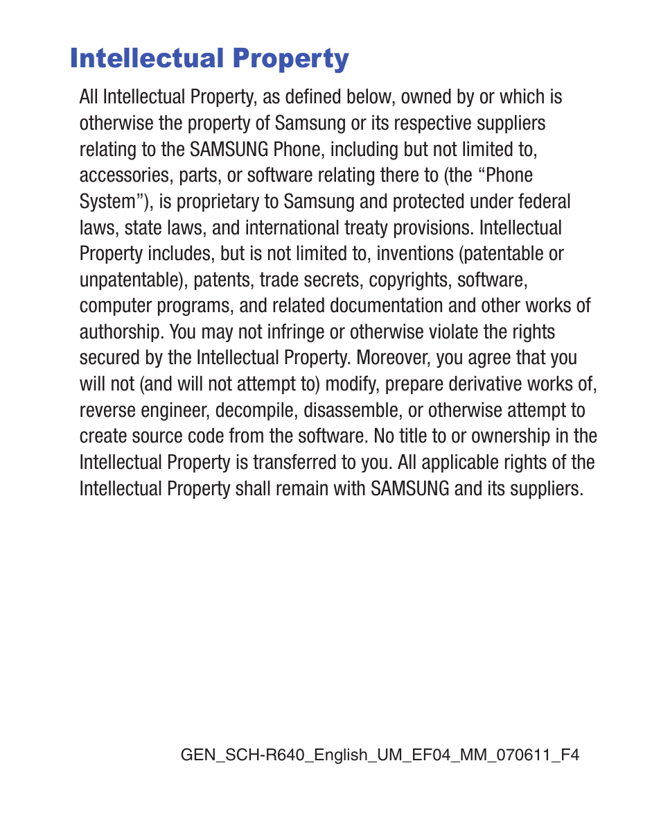 Intellectual property | Samsung SWC-R640LBAXAR User Manual | Page 2 / 250