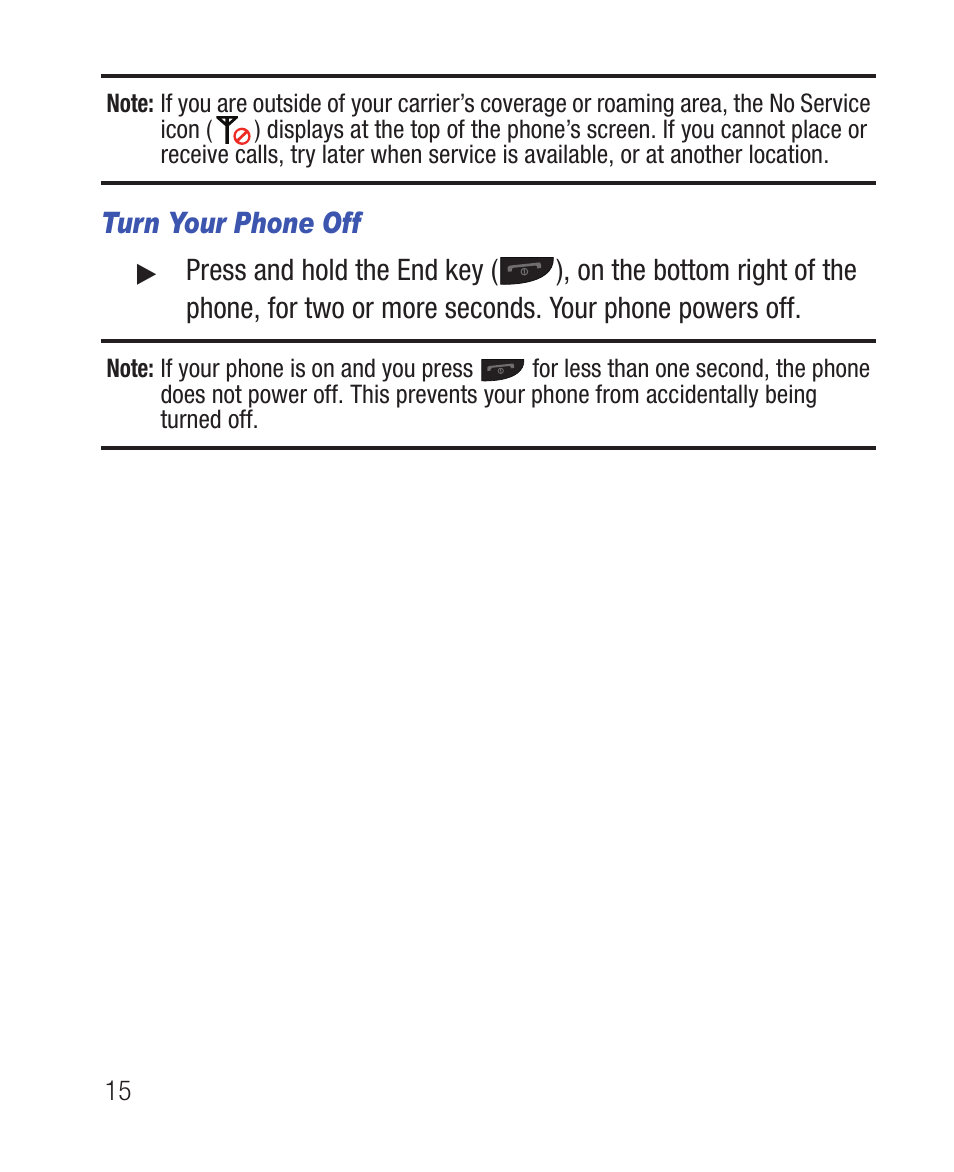 Turn your phone off | Samsung SWC-R640LBAXAR User Manual | Page 20 / 250