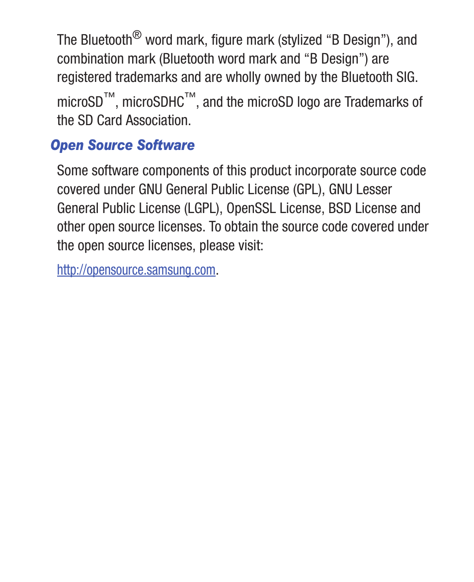 Open source software | Samsung SWC-R640LBAXAR User Manual | Page 4 / 250