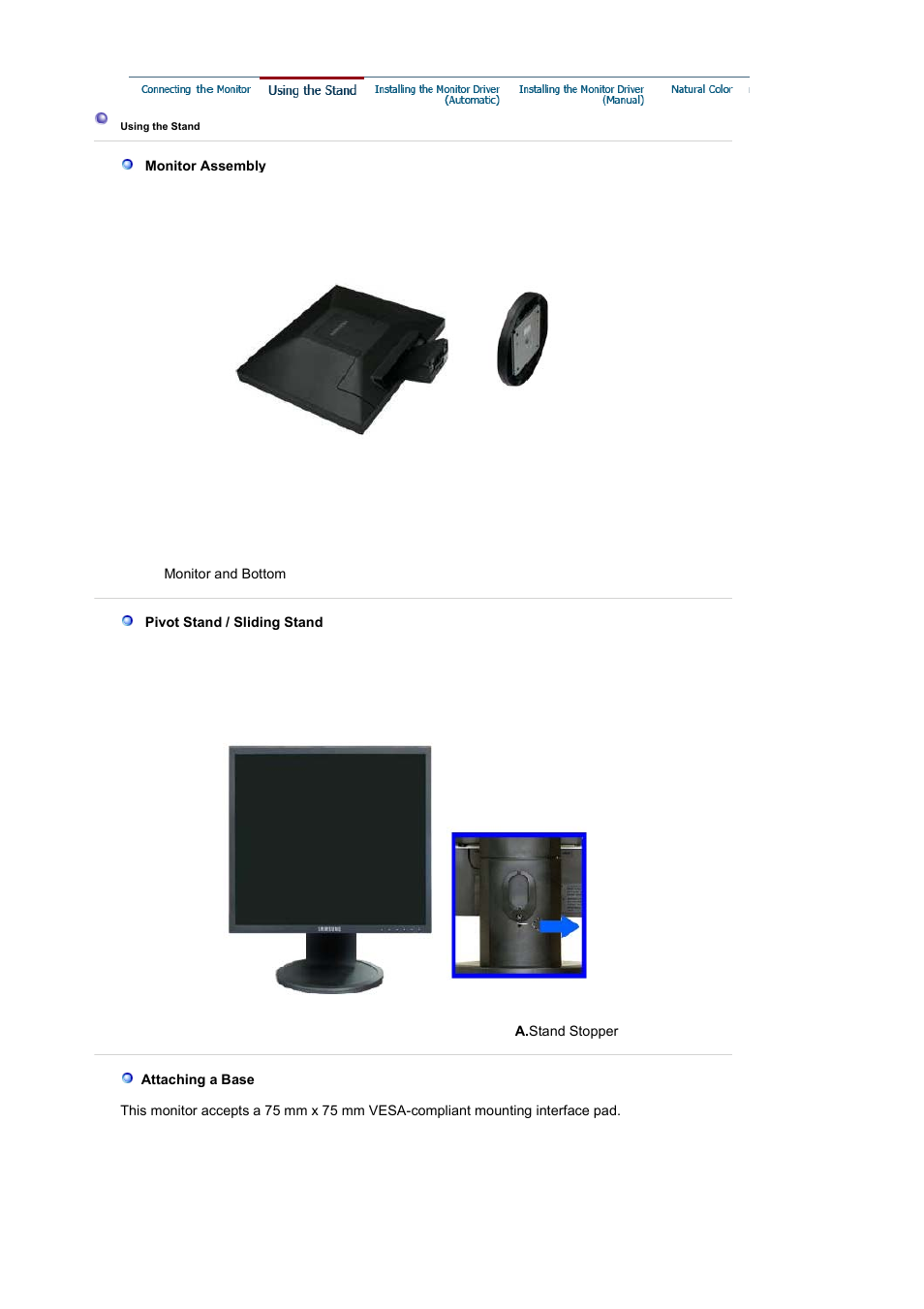 Using the stand | Samsung LS17HAHTS2-XAZ User Manual | Page 15 / 63