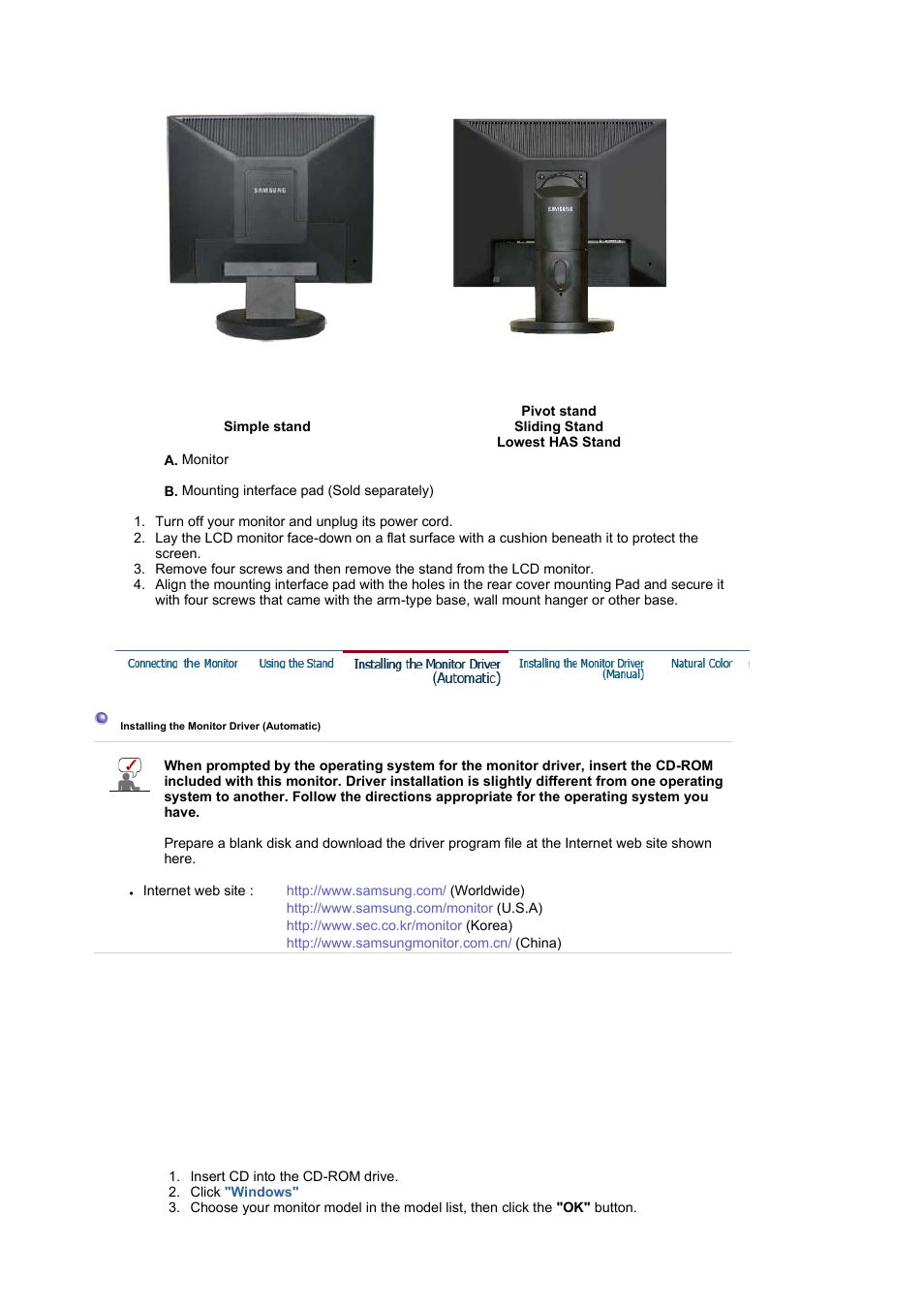 Installing the monitor driver(automatic) | Samsung LS17HAHTS2-XAZ User Manual | Page 16 / 63