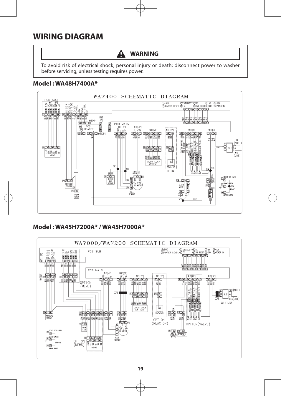 Wiring diagram | Samsung WA48H7400AW-A2 User Manual | Page 19 / 60