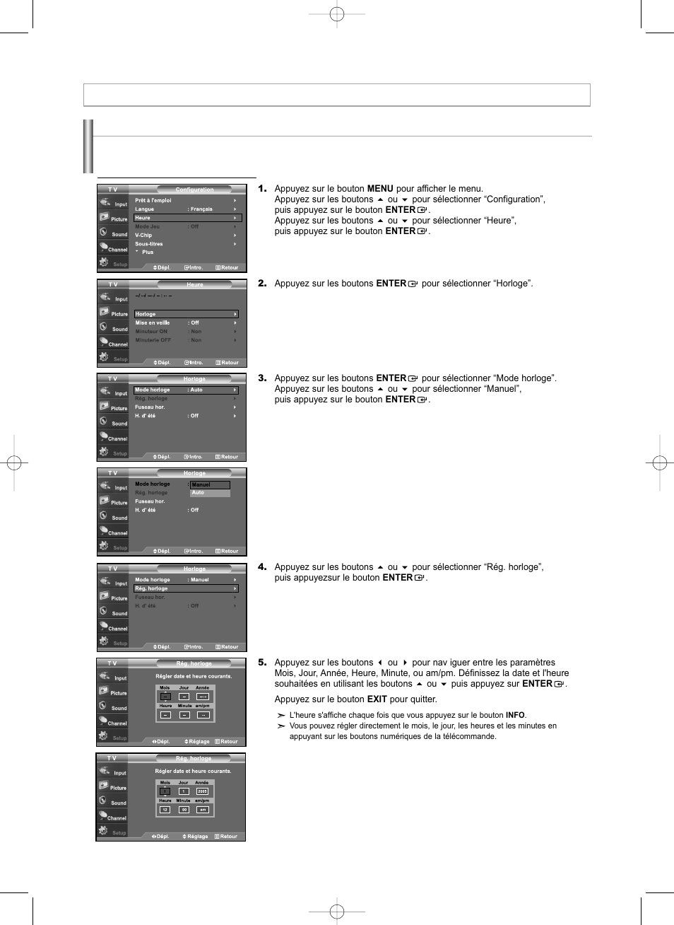 Paramètre d’heure | Samsung LNS3292DX-XAA User Manual | Page 102 / 183