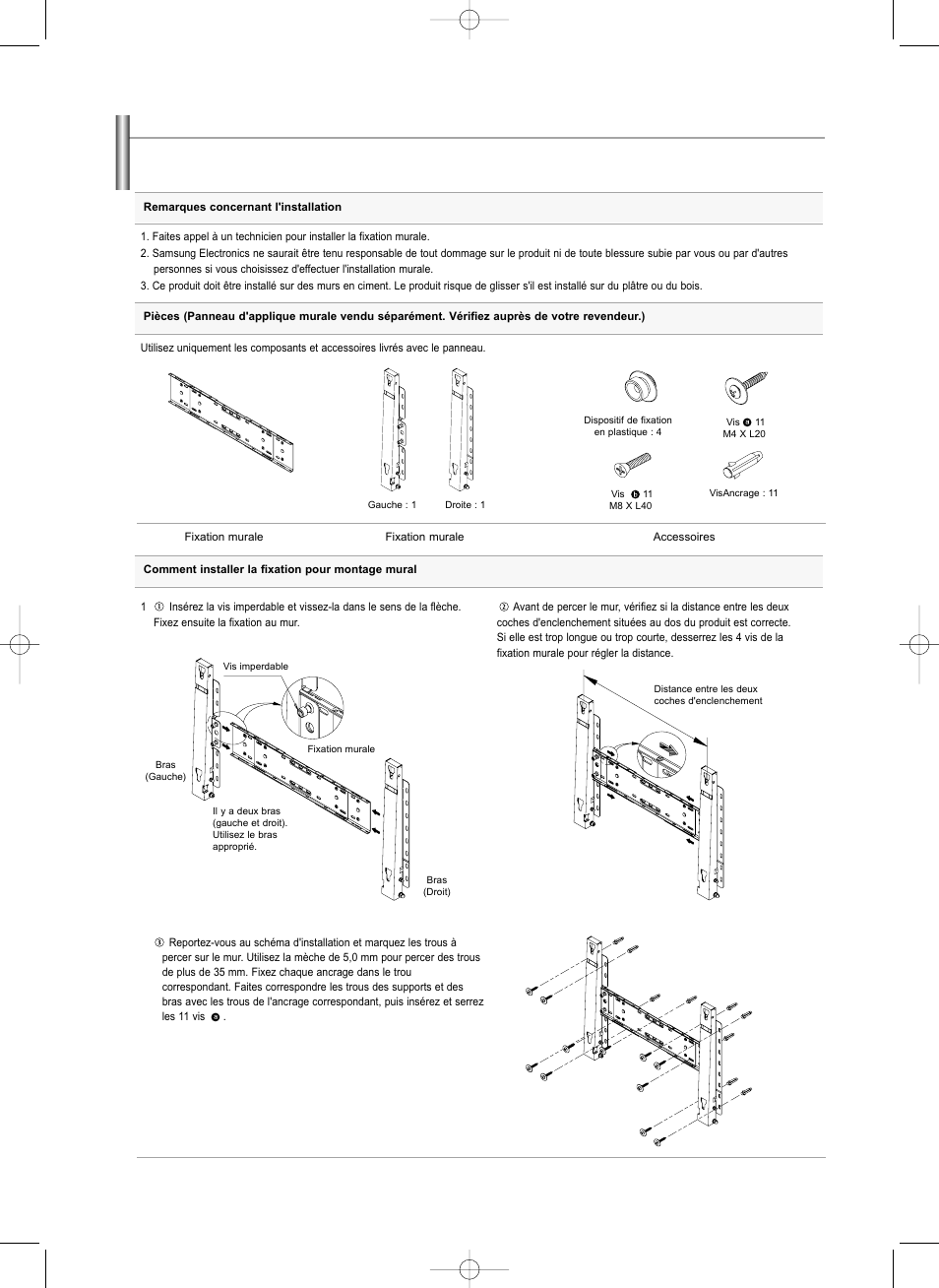 Installer un kit de fixation mural (ln-s4692d) | Samsung LNS3292DX-XAA User Manual | Page 120 / 183