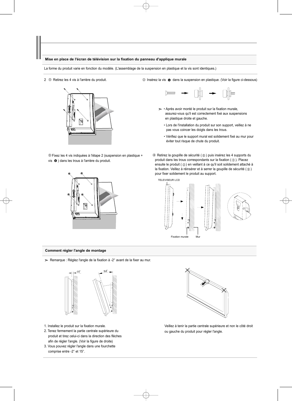 Installer un kit de fixation mural (ln-s4692d) | Samsung LNS3292DX-XAA User Manual | Page 121 / 183