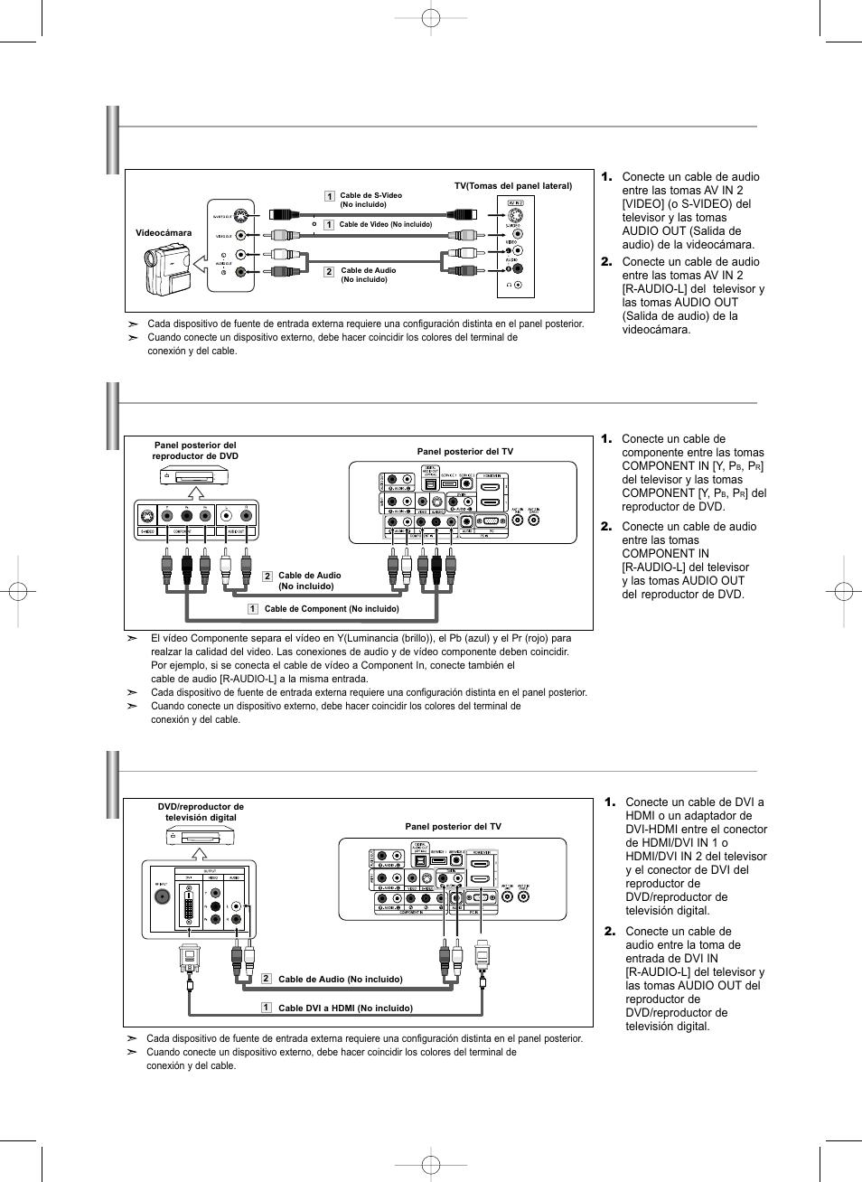 Conexión de una videocámara, Conexión de un reproductor de dvd | Samsung LNS3292DX-XAA User Manual | Page 132 / 183