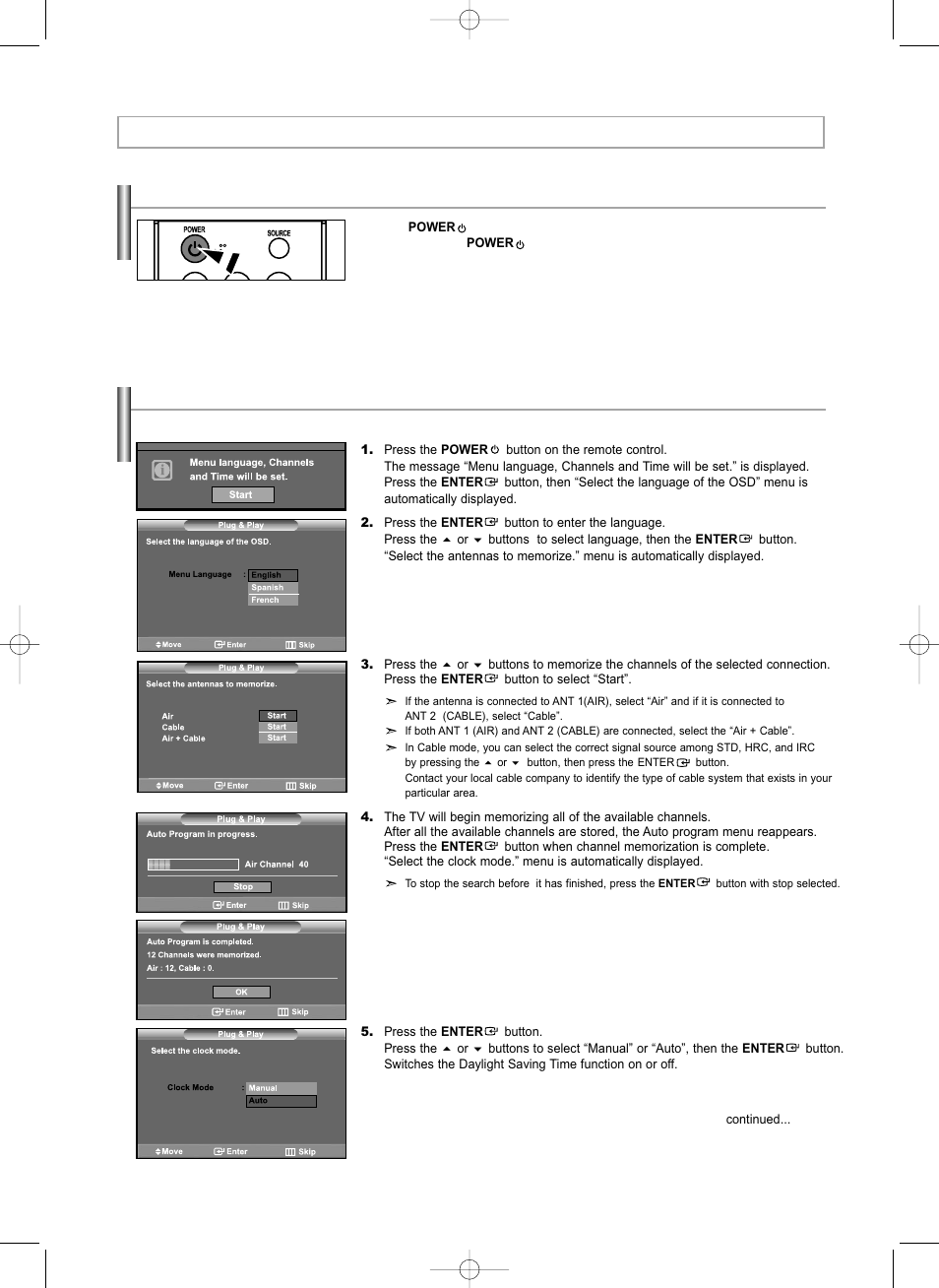 Operation, Turning the tv on and off, Plug & play feature | Samsung LNS3292DX-XAA User Manual | Page 15 / 183