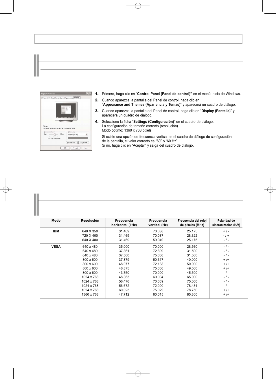 Pantalla de pc, Uso del tv como pantalla de ordenador (pc) | Samsung LNS3292DX-XAA User Manual | Page 159 / 183