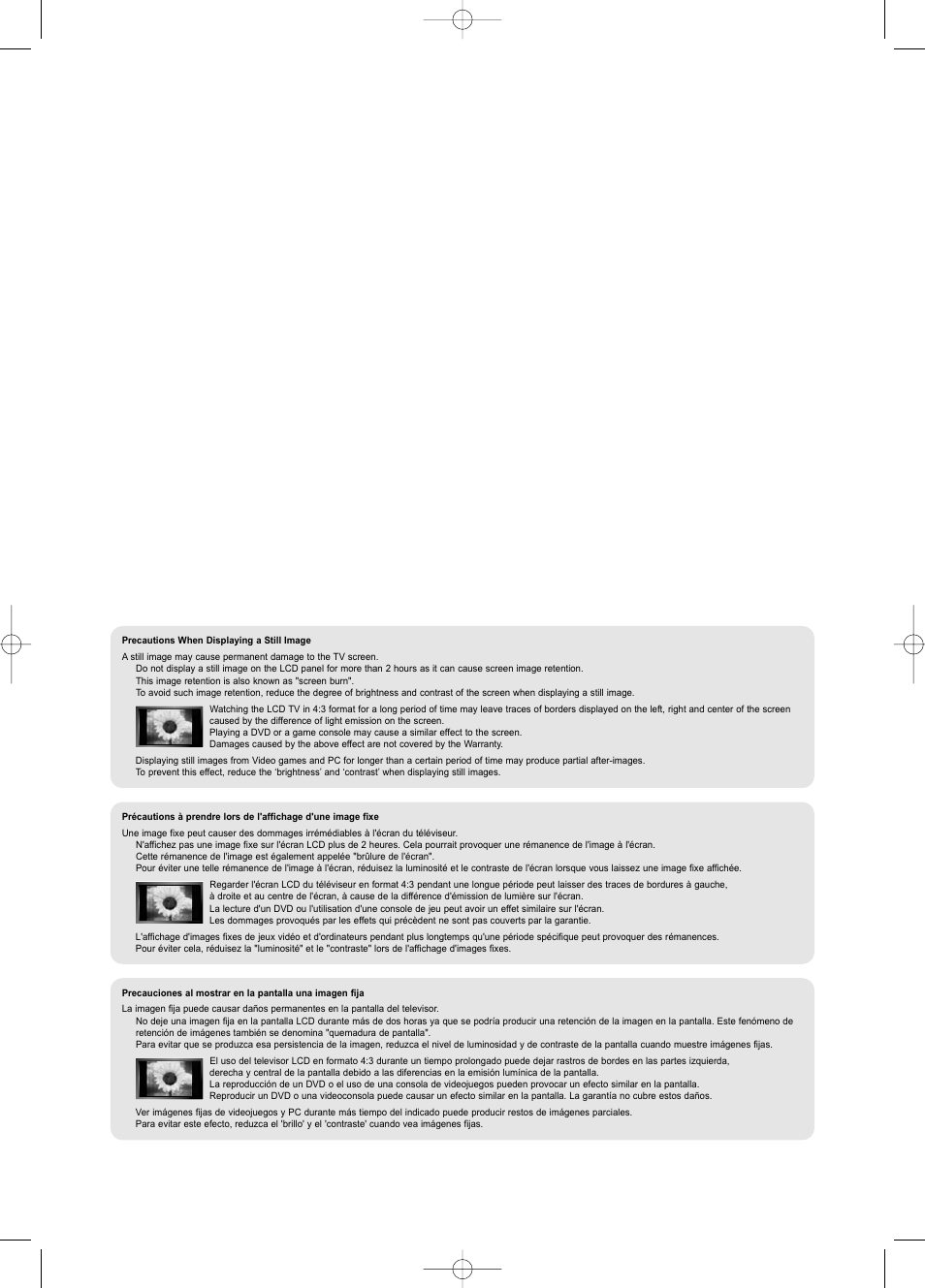 Precautions when displaying a still image | Samsung LNS3292DX-XAA User Manual | Page 2 / 183