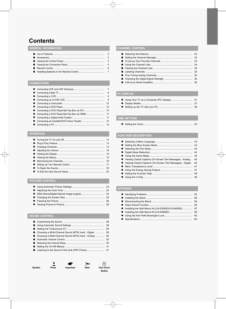 Samsung LNS3292DX-XAA User Manual | Page 3 / 183