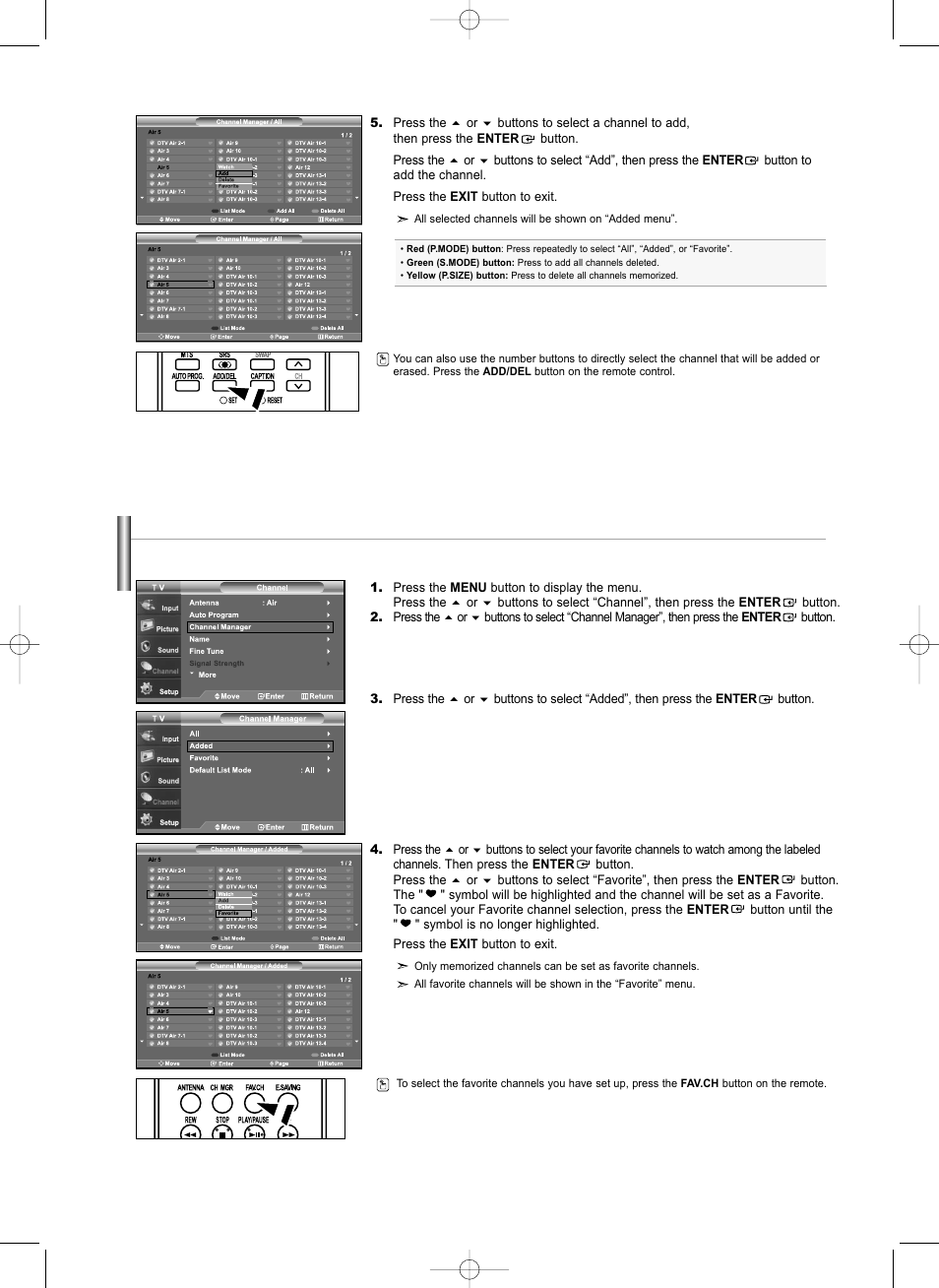 To set-up your favorite channels | Samsung LNS3292DX-XAA User Manual | Page 35 / 183