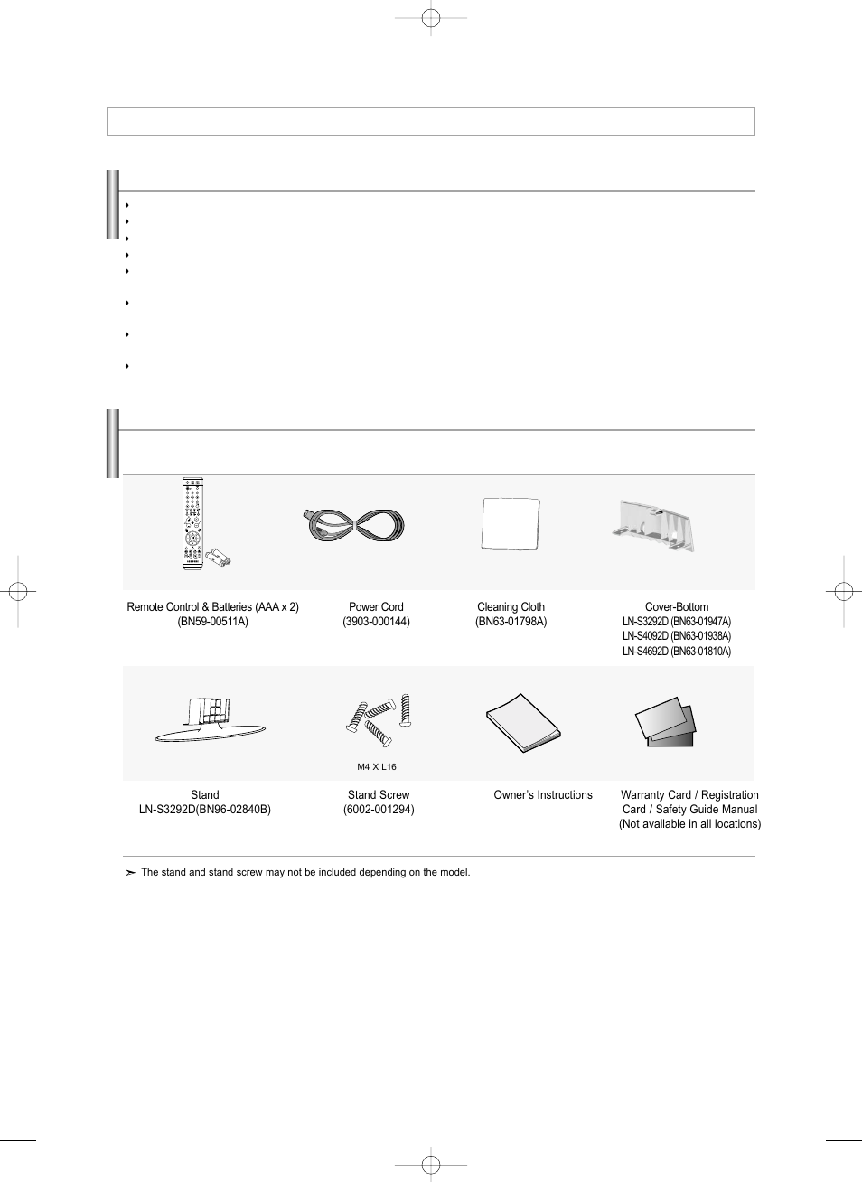 General information, List of features, Accessories | Samsung LNS3292DX-XAA User Manual | Page 4 / 183