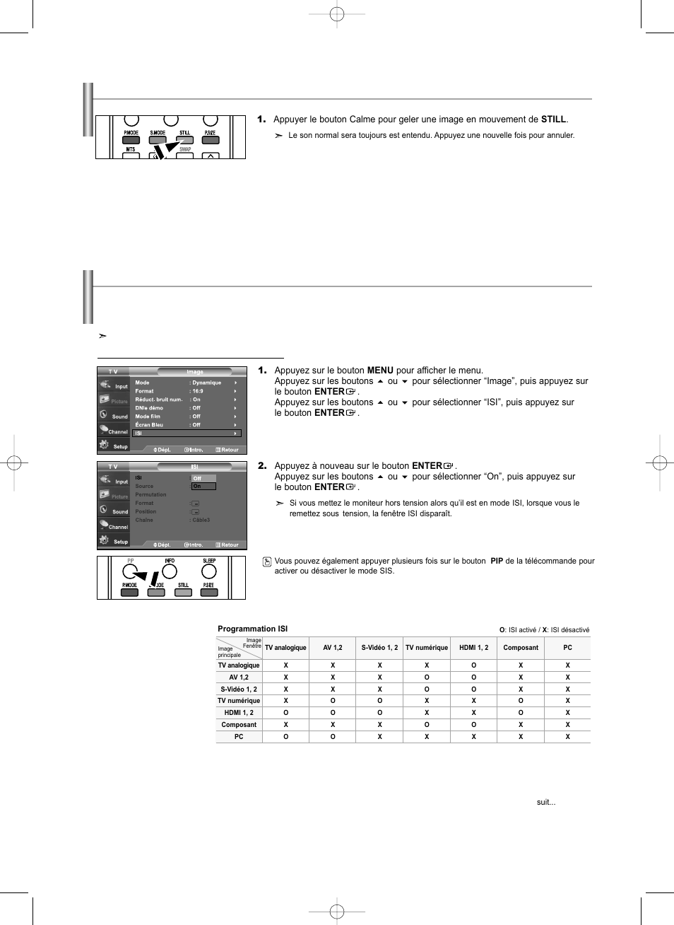 Gel de l’image, Visionnement image sur image | Samsung LNS3292DX-XAA User Manual | Page 88 / 183