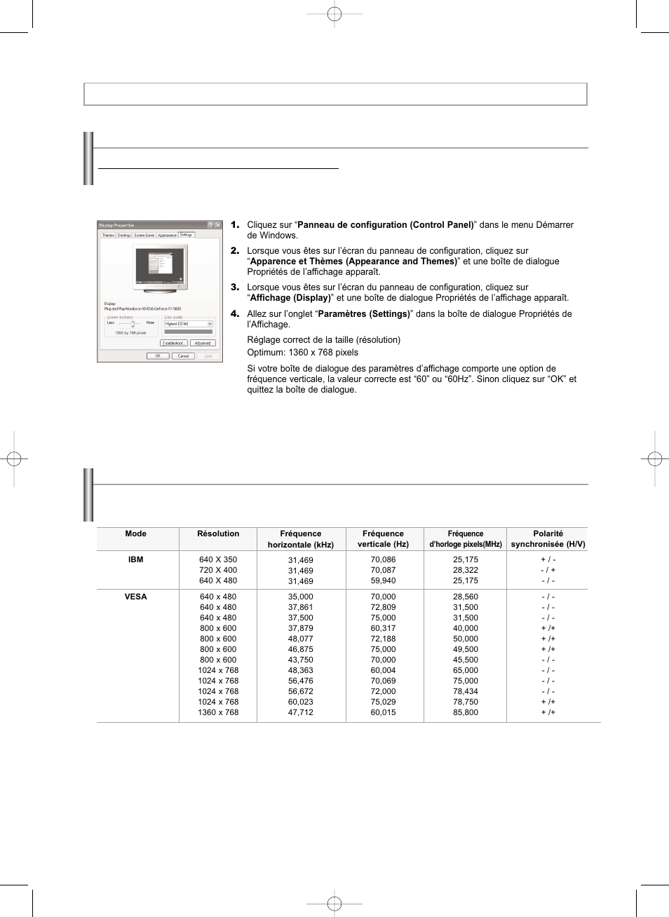 Affichage pc, Utilisation de votre télévision comme un écran pc | Samsung LNS3292DX-XAA User Manual | Page 99 / 183