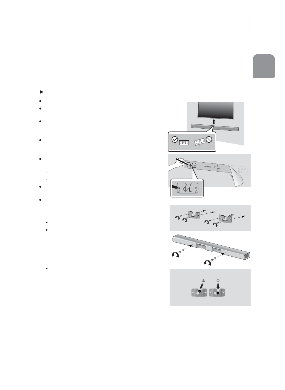 Connections, Installing the wall mount, Installation precautions | Samsung HW-HM45-ZA User Manual | Page 11 / 26