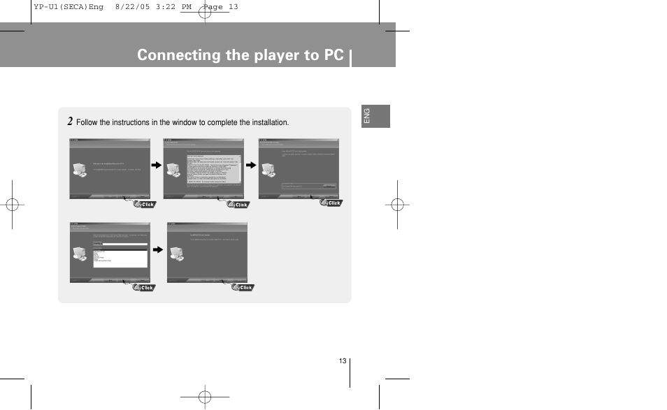 Connecting the player to pc | Samsung YP-U1Z-XAP User Manual | Page 13 / 58