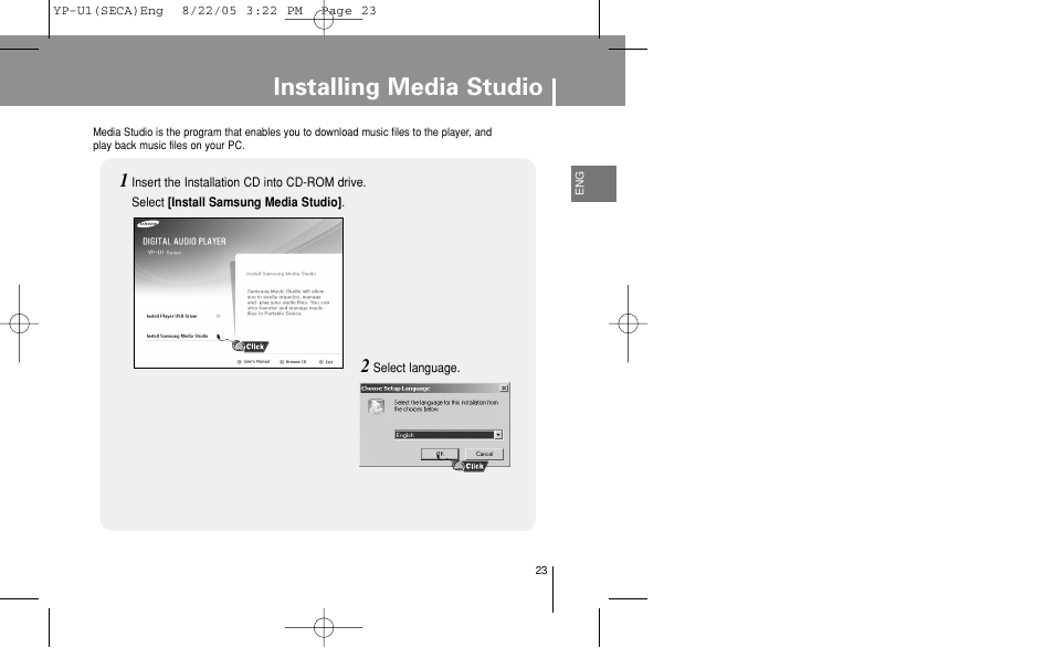 Installing media studio | Samsung YP-U1Z-XAP User Manual | Page 23 / 58