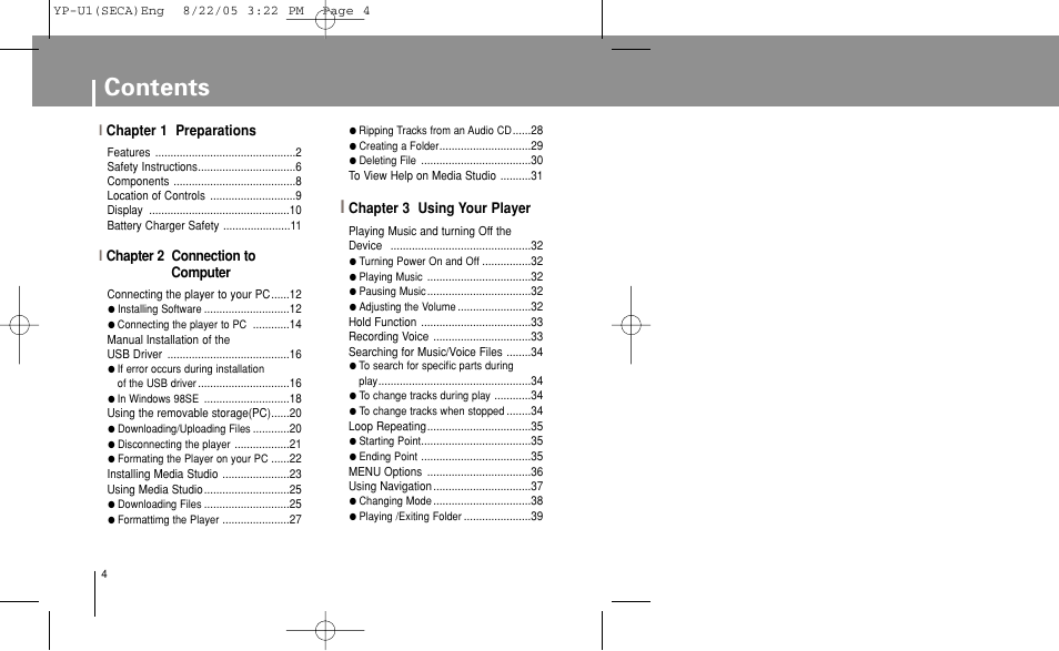 Samsung YP-U1Z-XAP User Manual | Page 4 / 58