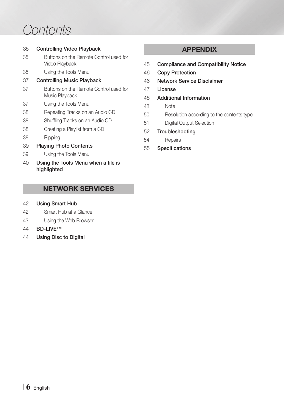 Samsung BD-E5900-ZA User Manual | Page 6 / 57