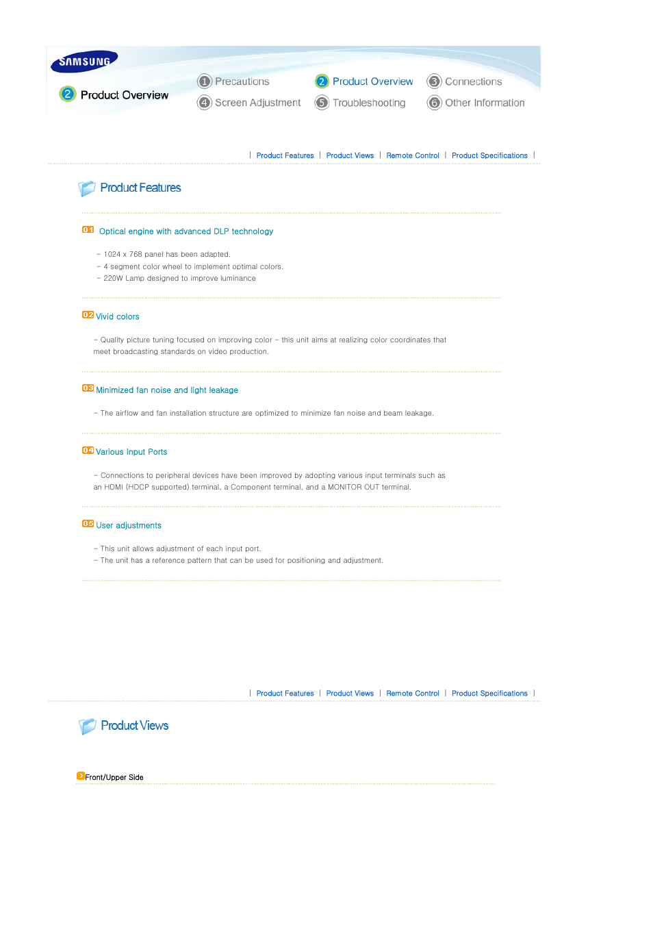 Product overview, Product features, Product views | Samsung SPD300BX-XAA User Manual | Page 8 / 39