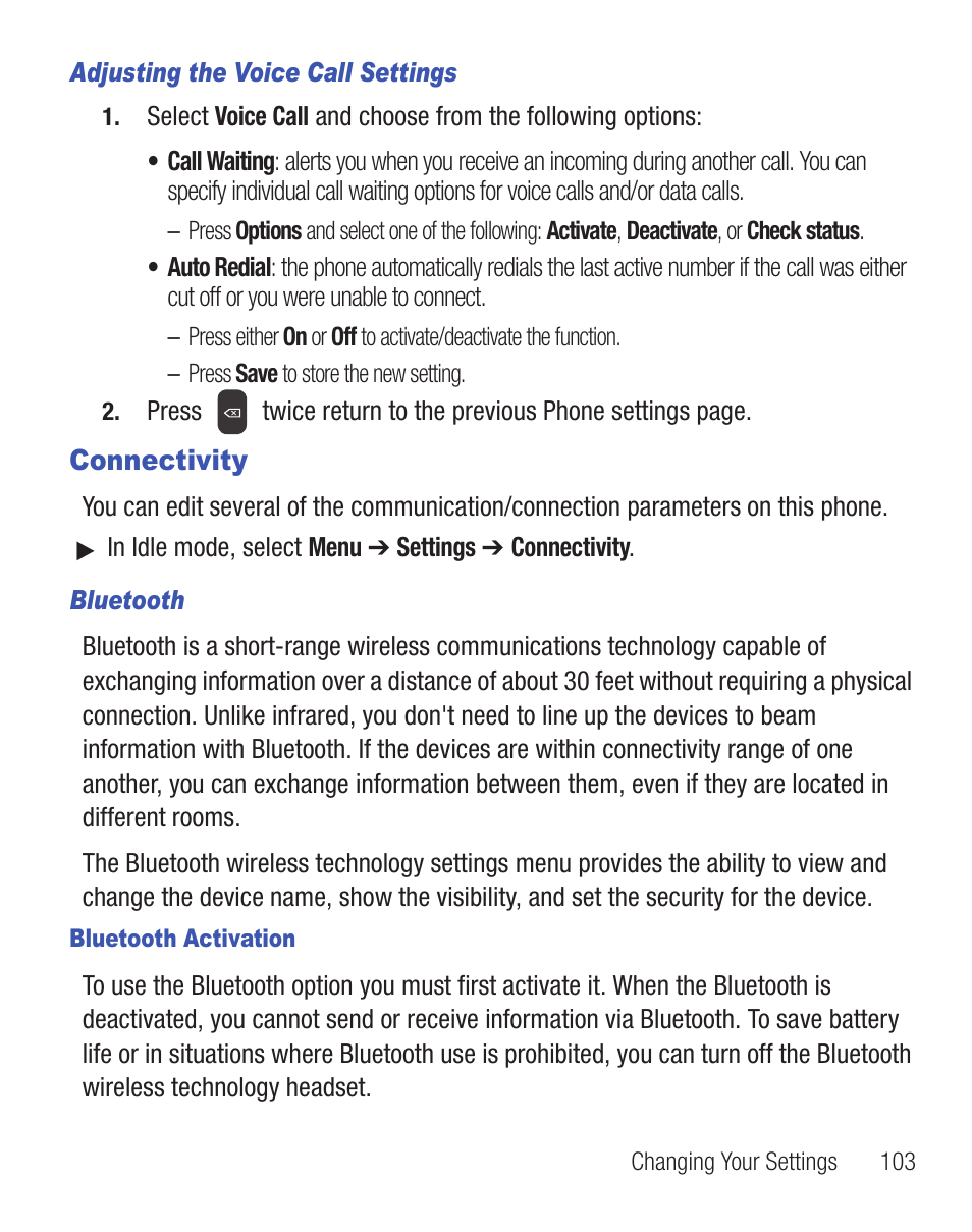 Connectivity | Samsung SGH-S390CSATFN User Manual | Page 107 / 151