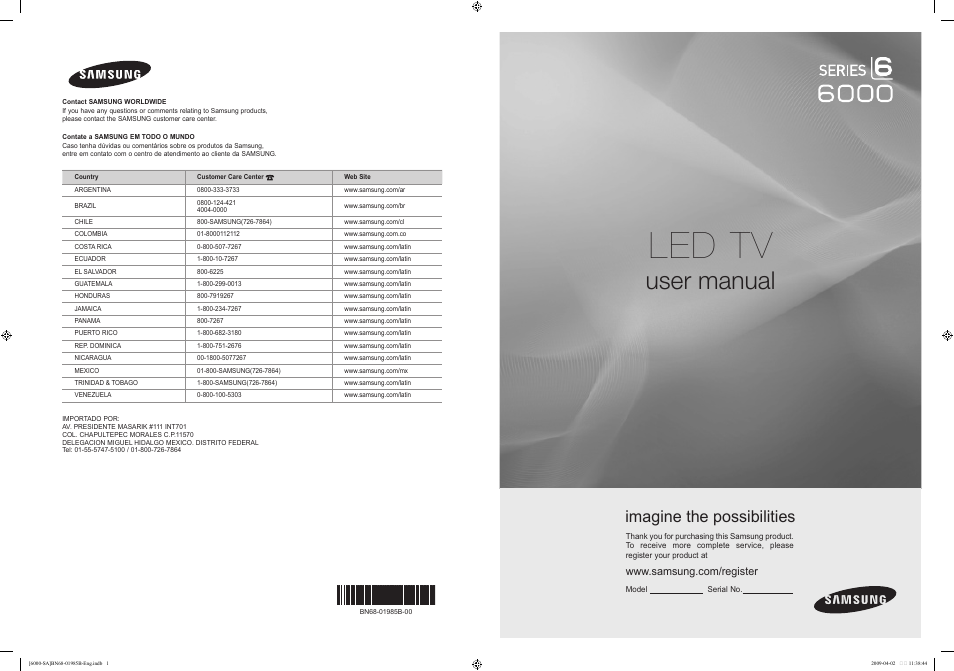 Samsung UN40B6000VFUZA User Manual | 153 pages