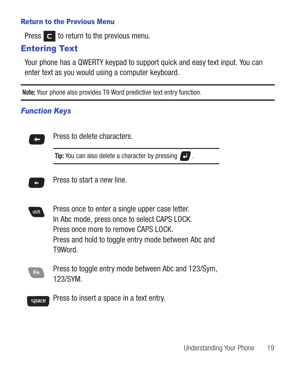 Entering text | Samsung SCH-R455ZKATFN User Manual | Page 23 / 113