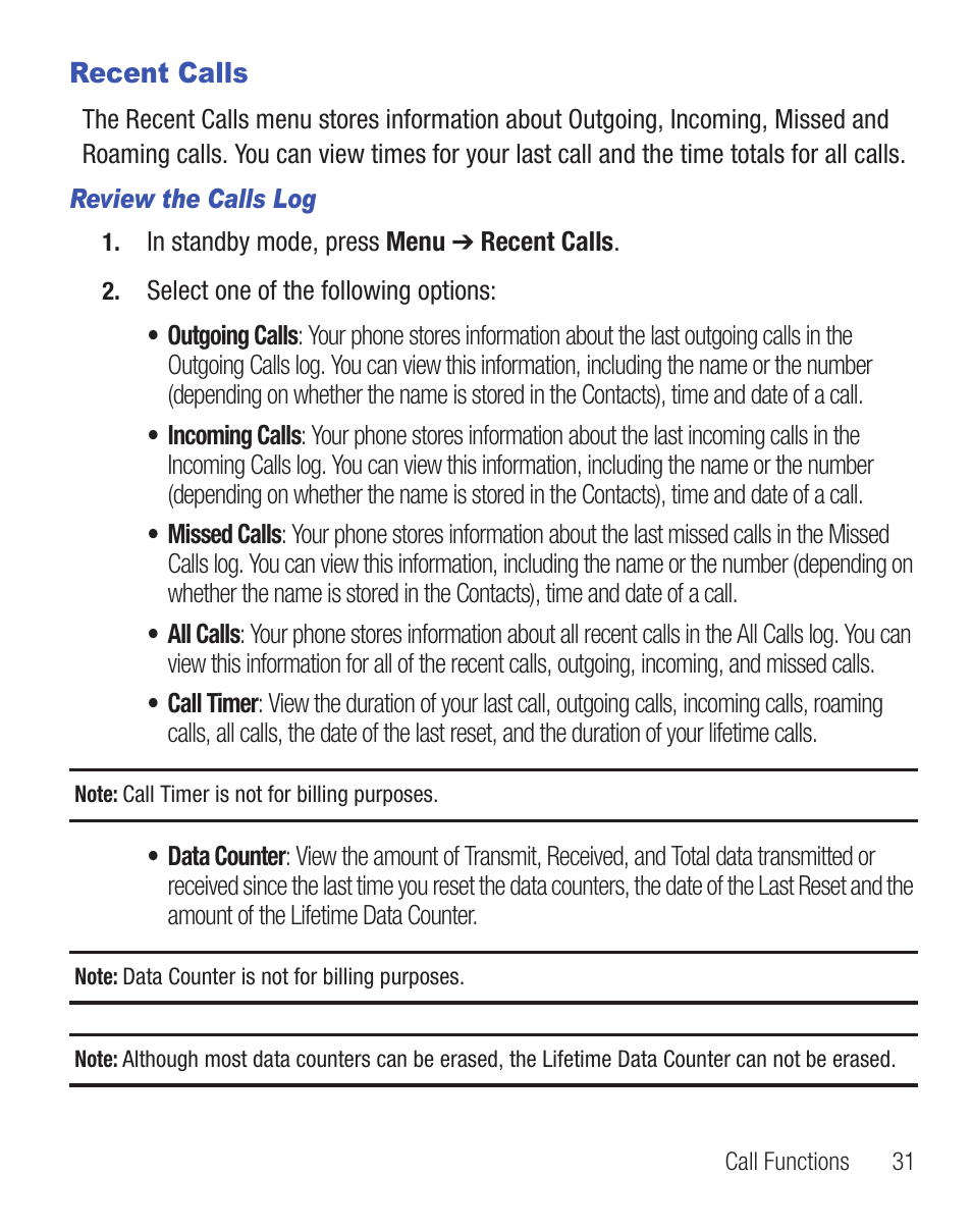 Recent calls | Samsung SCH-R455ZKATFN User Manual | Page 35 / 113