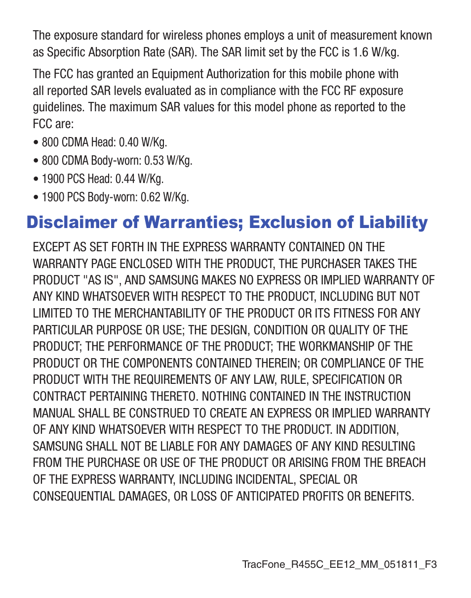 Disclaimer of warranties; exclusion of liability | Samsung SCH-R455ZKATFN User Manual | Page 4 / 113