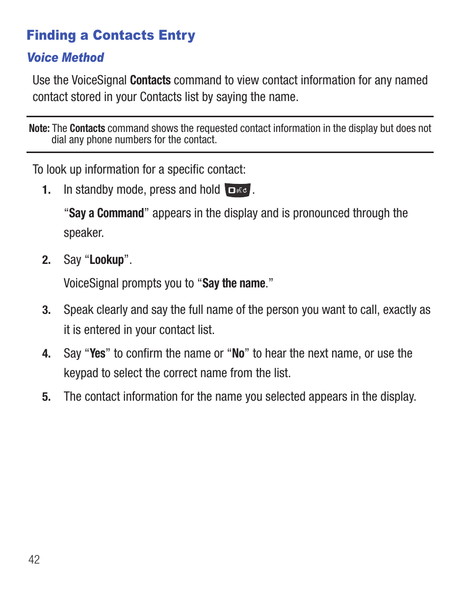 Finding a contacts entry | Samsung SCH-R455ZKATFN User Manual | Page 46 / 113