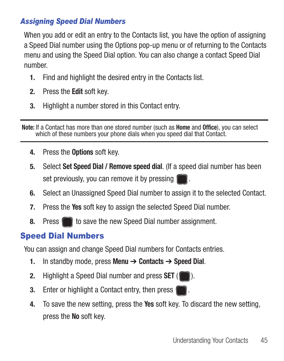 Speed dial numbers | Samsung SCH-R455ZKATFN User Manual | Page 49 / 113