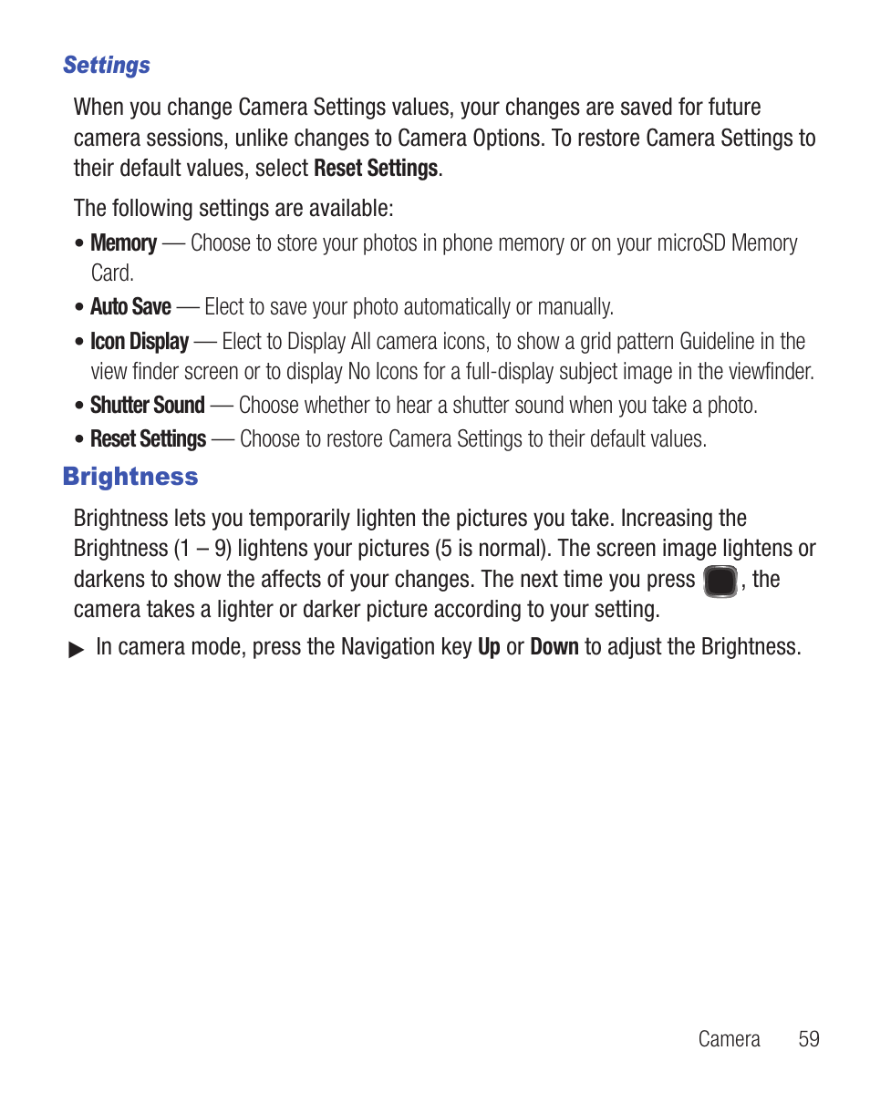 Brightness | Samsung SCH-R455ZKATFN User Manual | Page 63 / 113