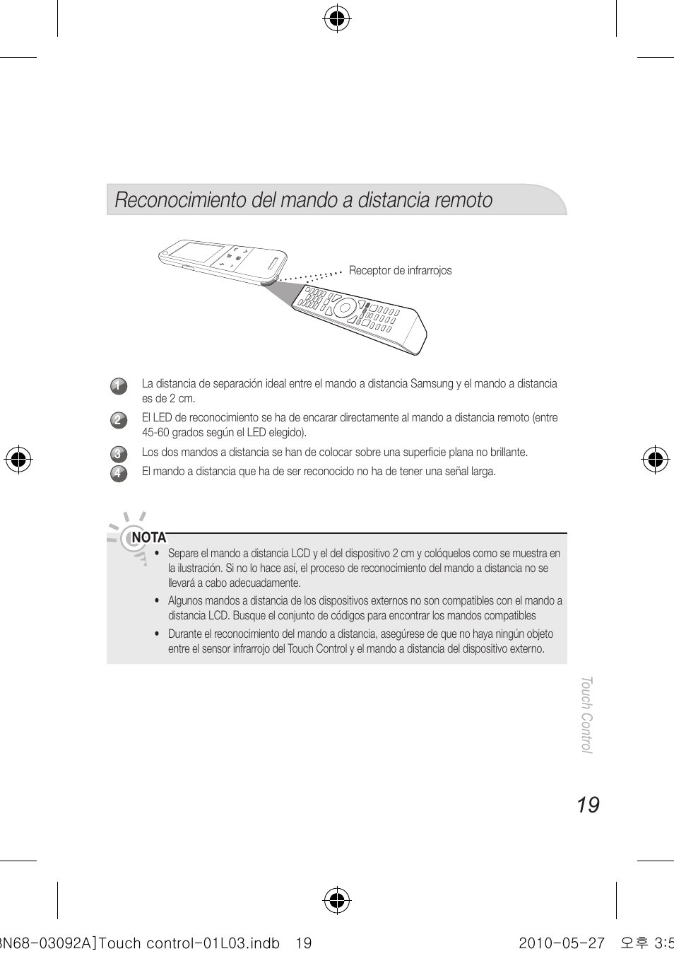 Reconocimiento del mando a distancia remoto | Samsung UN46C9000ZFXZA User Manual | Page 43 / 74